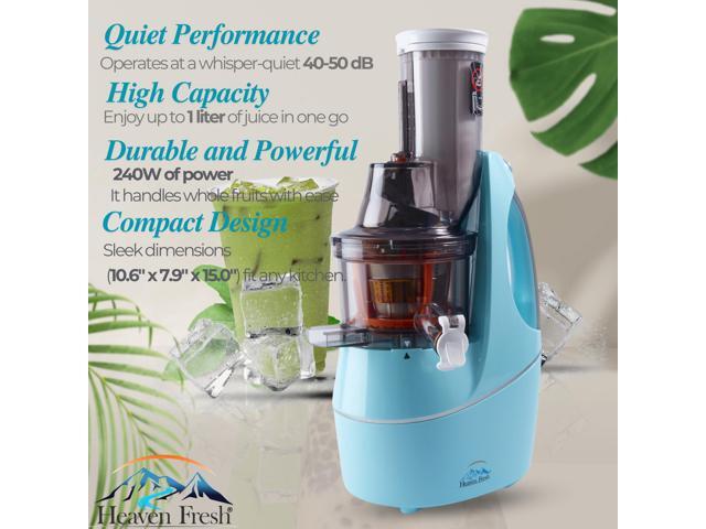 Heaven Fresh Masticating Slow Juicer with Cold Press Technology - High Yield Extraction, Ultra Quiet Operation, and Frozen Dessert Strainer
