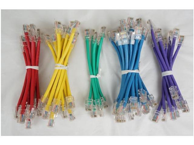 Belkin 6in Cat5e Rj45 Male-male Multi-color Snagless Patch Cable Kit - 10x Purple / 5x Teal / 10x Red / 15x Yellow / 25x Blue