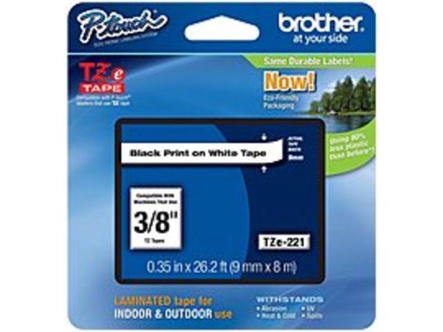 Brother P-touch TZe Laminated Tape Cartridges - 3/8' Width x 26 1/5 ft Length - Rectangle - White - 1 Each BRTTZE221