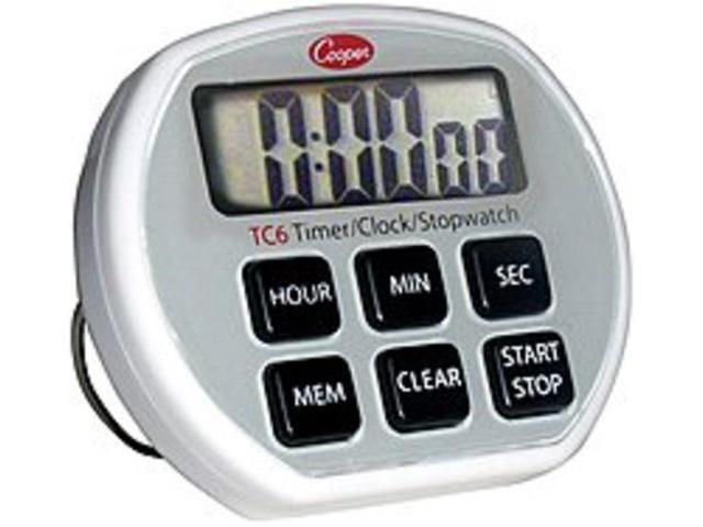 COOPER-ATKINS TC6-0-8 Timer/Clock/Stopwatch, 6Button, 3A Battery