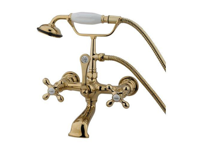 Kingston Brass Cc557T2 Clawfoot Tub Filler With Hand Shower - Polished Brass Finish