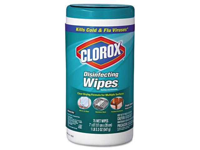 Clorox Disinfecting Wipes, 7 x 8, Fresh Scent, 75/Canister x 6