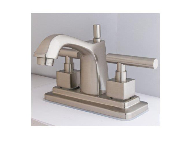 EXECUTIVE TWIN LEVER HANDLE 4 CENTERSET LAVATORY FAUCET-Satin Nickel Finish