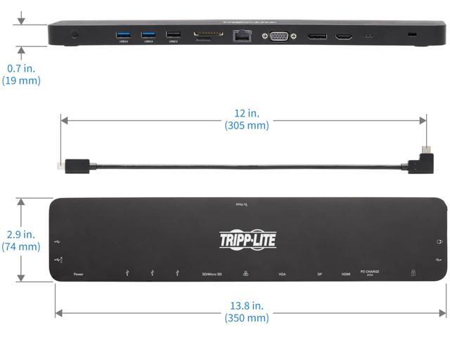 Tripp Lite Triple-Monitor Usb-C Docking Station With 4K Hdmi & Displayport Vga - Usb-A/C