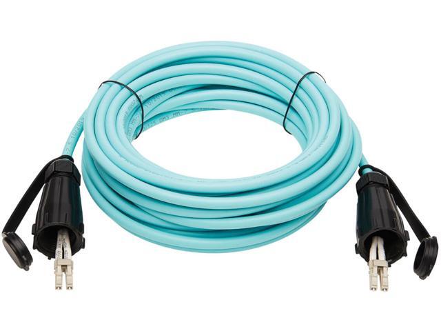 Tripp Lite N820-10M-IND 10Gb Rigid Industrial Duplex Multimode 50/125 OM3 Fiber Patch Cable (LC/LC) - IP68, Aqua, 10 m (32.8 ft.)