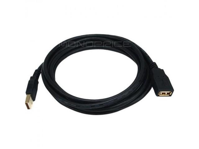 Monoprice USB 2.0 Extension Cable - 10 Feet - Black Type-A Male to USB Type-A Female, 28/24AWG, Gold Plated Connectors
