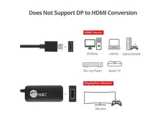 Siig CB-H21811-S1 HDMI to DisplayPort 1.2 4K 60Hz Converter Adapter - image 7