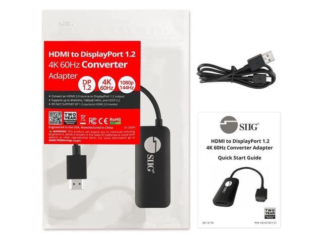 Siig CB-H21811-S1 HDMI to DisplayPort 1.2 4K 60Hz Converter Adapter - image 5