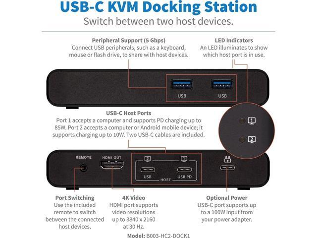 USB C KVM DOCK 2PORT 4K HDMI