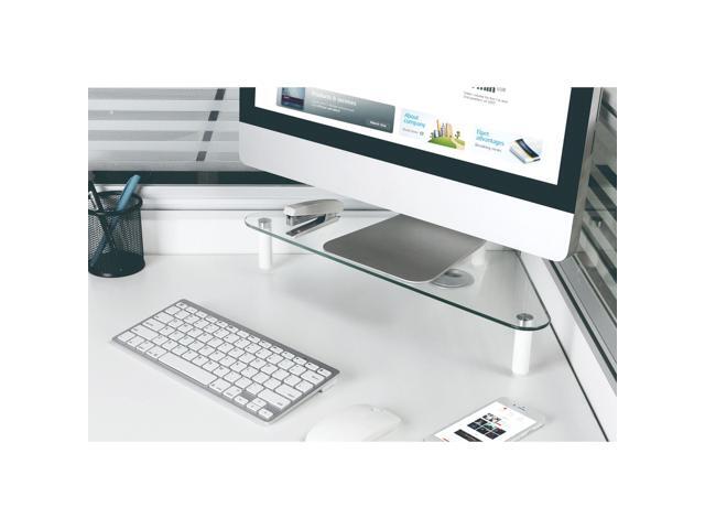 Kantek Glass Corner Monitor Riser with 5mm Tempered Glass Platform and 40-Pound Capacity, 19.7-Inch W x 11-Inch D x 3.25-Inch H, Clear Glass (MS390)