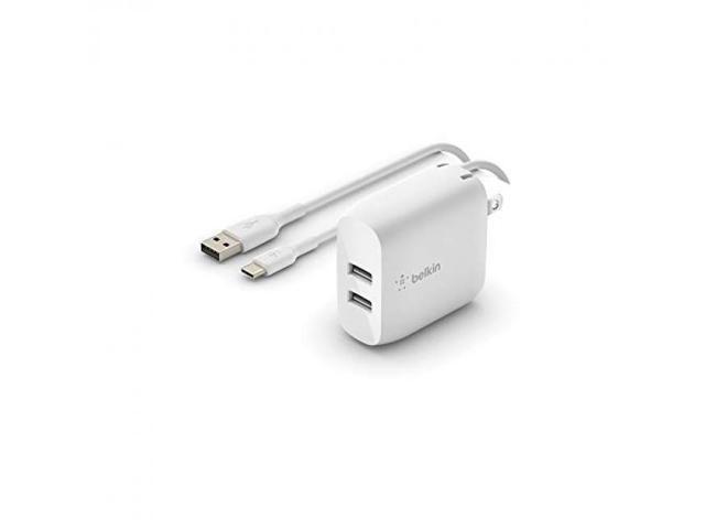Belkin - 24W Dual Port USB Wall Charger with USB-C Cable - Fast Charging for iPhone, Galaxy , Pixel & More - White - image 4