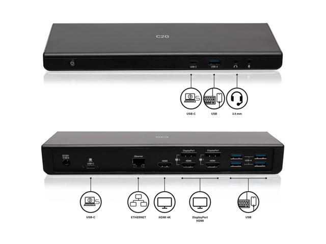 C2G USB-C 12-in-1 Docking Station - Triple Display with HDMI, DisplayPort, Ethernet, USB, 3.5mm Audio and Power Delivery up to 85W - 4K 30Hz (TAA Compliant) - image 5
