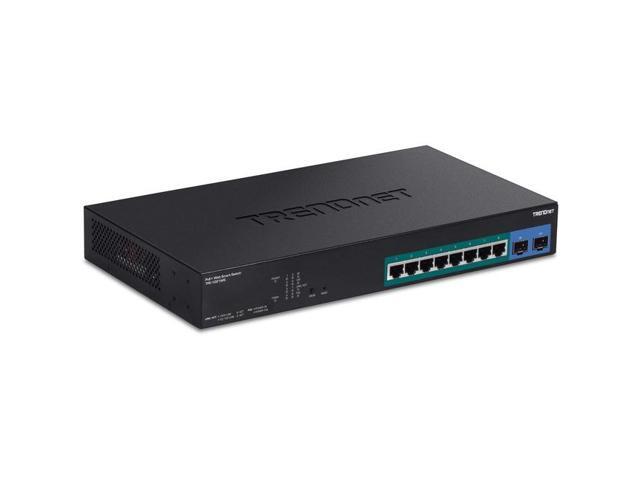 TRENDnet 10-Port Gigabit Web Smart PoE+ Switch with 8 Gigabit PoE+ Ports, 2 SFP Slots, 130W PoE Budget, VLAN, QoS, LACP, IPv4/IPv6 Static...