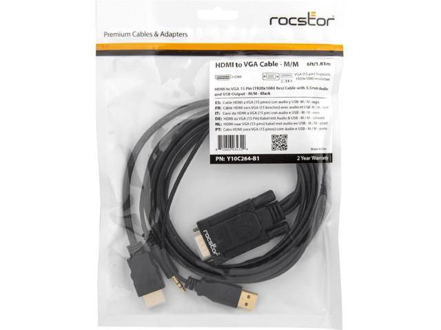 Rocstor 6ft HDMI/VGA Video Cable 15PIN Y10C264B1