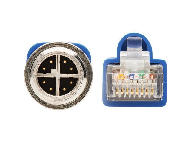 Tripp Lite M12 X-Code Cat6a Shielded Ethernet Cable, M12/RJ45 Cable, 10G F/UTP CMR-LP (M/M), IP68, 60W Power over Ethernet, Blue, 9.8 Feet / 3...