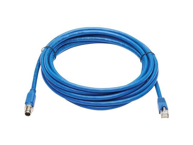 Tripp Lite M12 X-Code Cat6a Shielded Ethernet Cable, M12/RJ45 Cable, 10G F/UTP CMR-LP (M/M), IP68, 60W Power over Ethernet, Blue, 16.4 Feet / 5...