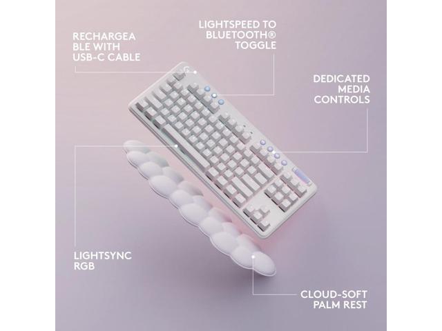Logitech - G715 Aurora Collection TKL Wireless Mechanical Tactile Switch Gaming Keyboard for PC/Mac with Palm Rest Included - White Mist - image 7