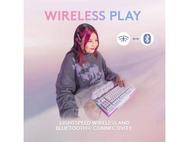 Logitech - G715 Aurora Collection TKL Wireless Mechanical Clicky Switch Gaming Keyboard for PC/Mac with Palm Rest Included - White Mist - image 4