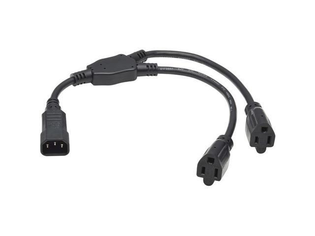 Tripp Lite Power Cord Y Splitter, C14 to 2x NEMA 5-15R - 13A, 125V, 16 AWG, 18 in. (46 cm), Black Splitter Cord - For Computer, PDU, Printer,...