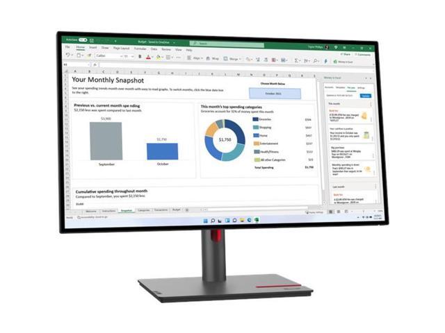 Lenovo ThinkVision P27h-30 27' WQHD WLED LCD Monitor - 16:9 - 27' Class - In-plane Switching (IPS) Technology - 2560 x 1440 - 1.07 Billion Colors -...