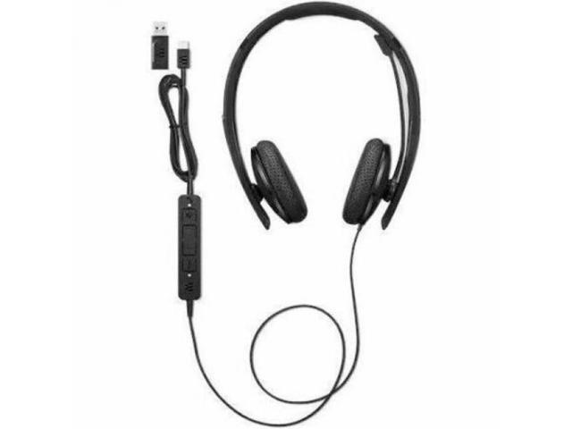 Lenovo Wired VoIP Headset (Teams) - Stereo - USB Type C - Wired - 2.2 Kilo Ohm - 20 Hz - 20 kHz - Over-the-head - Binaural - Ear-cup - 5.86 ft...