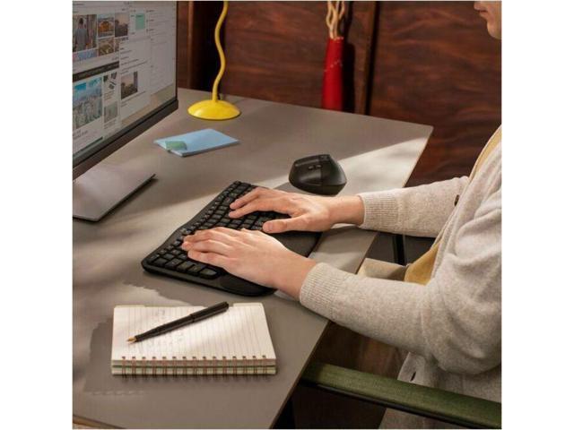 Logitech - Wave Keys For Business Ergonomic Wireless Scissor Tactile Switch Keyboard with Cushioned Palm Rest - Graphite - image 3