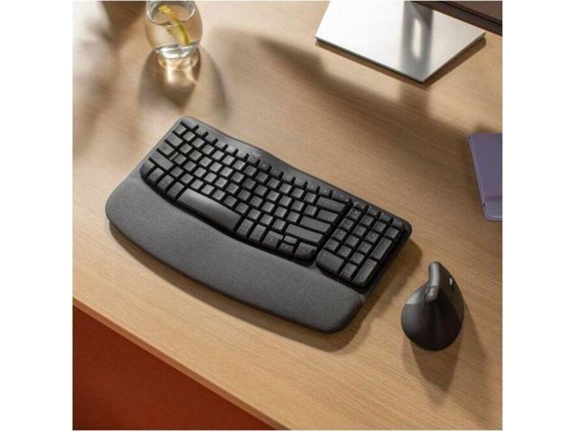 Logitech - Wave Keys For Business Ergonomic Wireless Scissor Tactile Switch Keyboard with Cushioned Palm Rest - Graphite - image 6