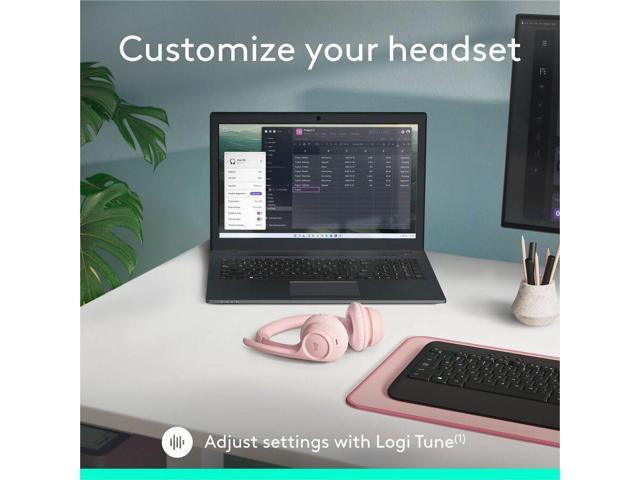 Logitech - Zone 300 Wireless Bluetooth On-ear Headset With Noise-Canceling Microphone - Rose - image 4