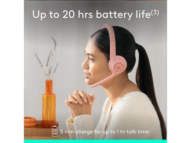 Logitech - Zone 300 Wireless Bluetooth On-ear Headset With Noise-Canceling Microphone - Rose - image 7