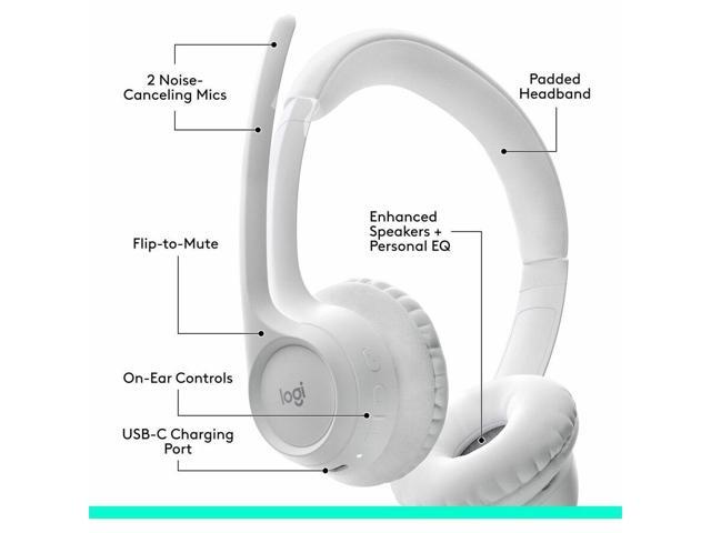 Logitech Zone 300 Wireless Bluetooth Headset With Noise-Canceling Microphone, Compatible with Windows, Mac, Chrome, Linux, iOS, iPadOS, Android...