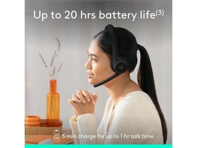 Logitech - Zone 300 Wireless Bluetooth On-ear Headset With Noise-Canceling Microphone - Black - image 3