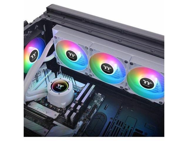 Thermaltake - TH360 V2 ARGB Sync 360mm AIO Liquid Cooler (3x 120mm ARGB PWM Fans) with Mirror Rotating Cap Design - White - image 4