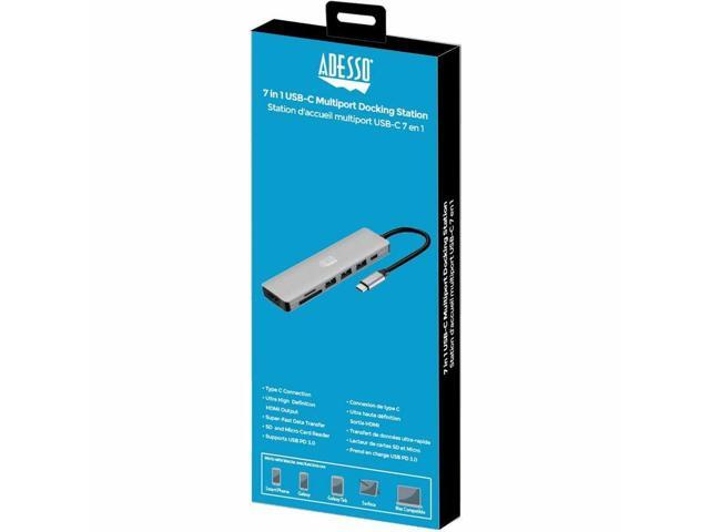 Adesso AUH-4025 Docking Station - for Notebook/Flash Drive/Memory Card Reader/Monitor/Tablet/Smartphone - Charging Capability - Memory Card Reader...