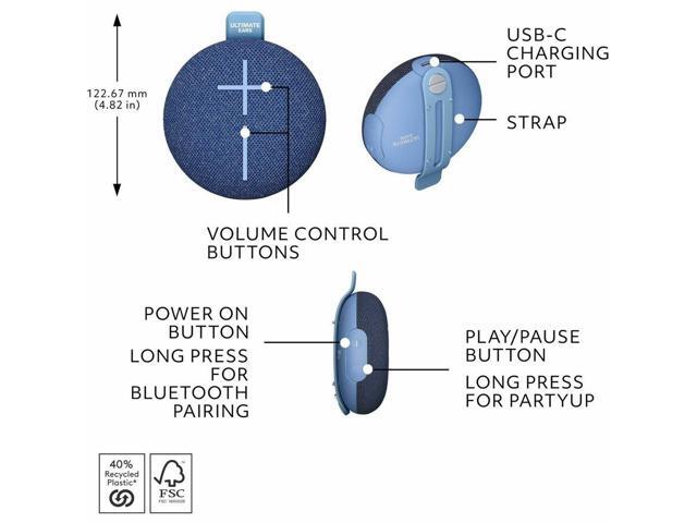 Ultimate Ears - MINIROLL Ultra-Portable Waterproof Bluetooth Speaker with 131 ft Range - Majestic Blue - image 5