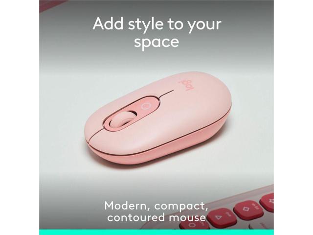 Logitech POP Mouse - Wireless - 32.81 ft - Bluetooth - Rose - Scroll Wheel - 4 Button(s) - 1 x AA Battery Supported
