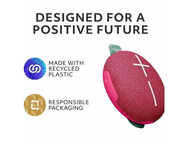 Ultimate Ears MINIROLL Ultra-Portable Waterproof Bluetooth Speaker, Big Bass, IP67 Dustproof, 131 ft (40 m) Range - Calming Pink