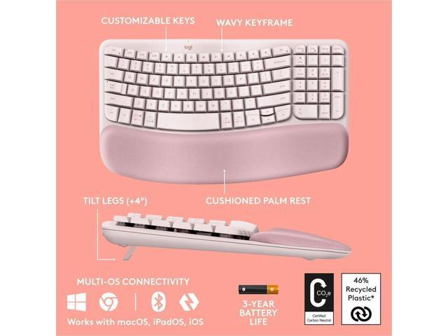 Logitech - Wave Keys Ergonomic Wireless Membrane Keyboard for Windows/Mac with Integrated Palm-rest - Rose - image 2