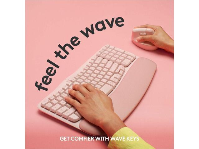 Logitech - Wave Keys Ergonomic Wireless Membrane Keyboard for Windows/Mac with Integrated Palm-rest - Rose - image 5