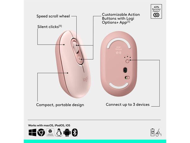 Logitech POP ICON Wireless Keyboard & Mouse Combo (Rose & Off-White) - image 4