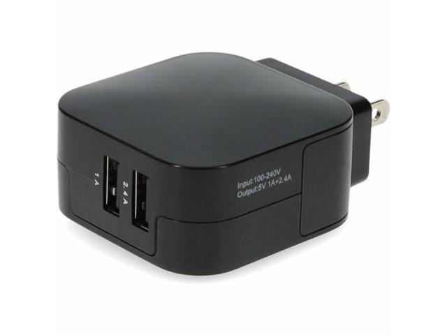 AddOn Wall Plug to 2USB 5v 3.4A for US Black - This is a 5V 3.4A black USB wall charger. It plugs into any standard US AC 100/240V wall plug and...
