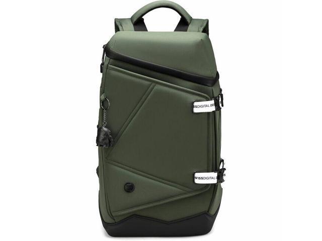 Swissdigital SEON Dark Green L+ Backpack - USB Charging Port with Integrated Cable - RFID Protection - Water-Resistant Bottom - Padded Laptop.