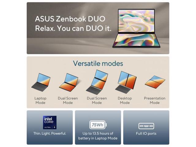 ASUS - Zenbook Duo Dual 14" 3K OLED Touch Laptop - Evo Intel Core Ultra 9 285H with 32GB RAM - Intel Arc Graphics - 1TB SSD - Inkwell Gray - image 5