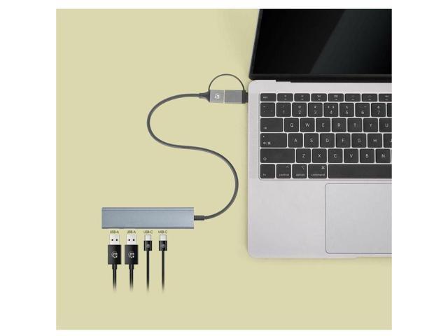 Manhattan 4-Port USB 3.0 Type-C / Type-A Combo Hub 2x2 - USB Type A, USB Type C - 640 MB/s - Notebook, Desktop, Smartphone, Mouse, Keyboard, Flash...