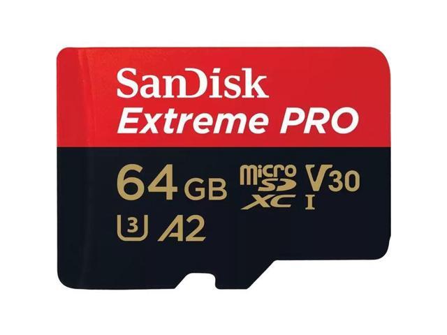 SanDisk 64GB Extreme PRO A2 microSDXC Card UHS-I U3 V30 Read Speed up to 200MB/s for 4K UHD Video (SDSQXCU-064G-GN6MA)