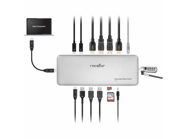 Rocstor ThunderConnect RD12 Thunderbolt 4 Multi-Display Docking Station - Locking Slots - for Desktop PC/Notebook/Mobile...