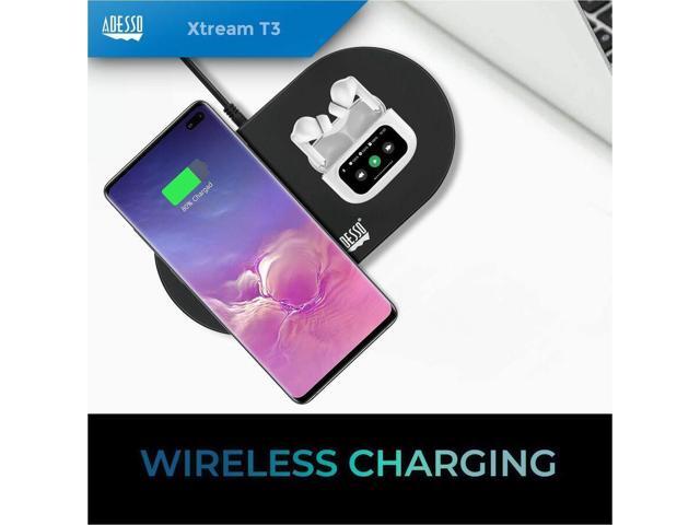 Adesso XTREAM T3 Bluetooth Wireless Earbuds/Headphones with ANC and Touch Controlled Wireless Charging Case - White