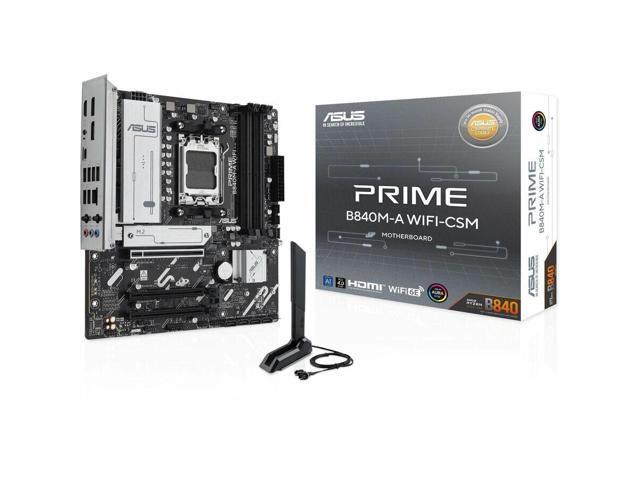 ASUS PRIME B840M-A WIFI-CSM AMD AM5 B840 mATX motherboard, Advanced AI Ready, DDR5, PCIe 4.0 Ready, three M.2 slots, Wi-Fi 6E, 2.5Gb LAN,...