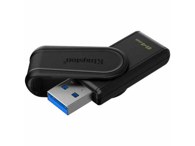 Kingston DataTraveler Exodia S USB Flash Drive - 64 GB - USB 3.2 (Gen 1) - Black - 5 Year Warranty