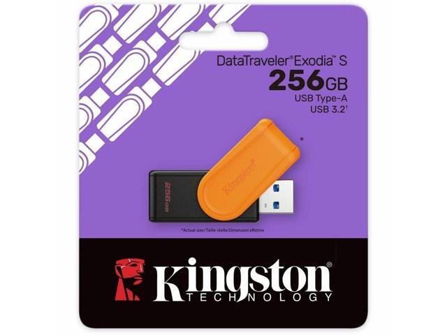 Kingston DataTraveler Exodia S USB Flash Drive - 256 GB - USB 3.2 (Gen 1) - Black, Orange - 5 Year Warranty