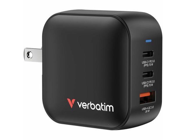 Verbatim Mini GaN Charger 70W 3 Port - 70 W - 120 V AC, 230 V AC Input - 1